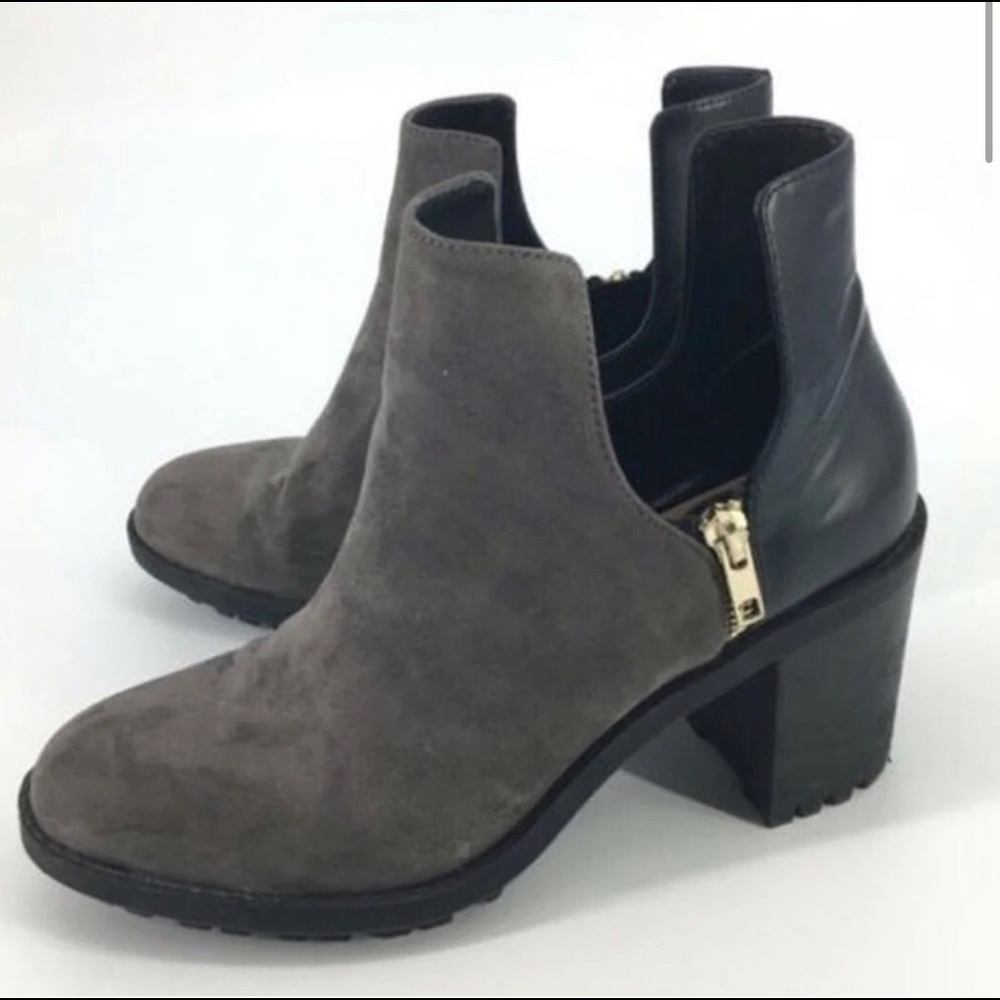 Zara trafaluc two-tone gray and black suede bootie